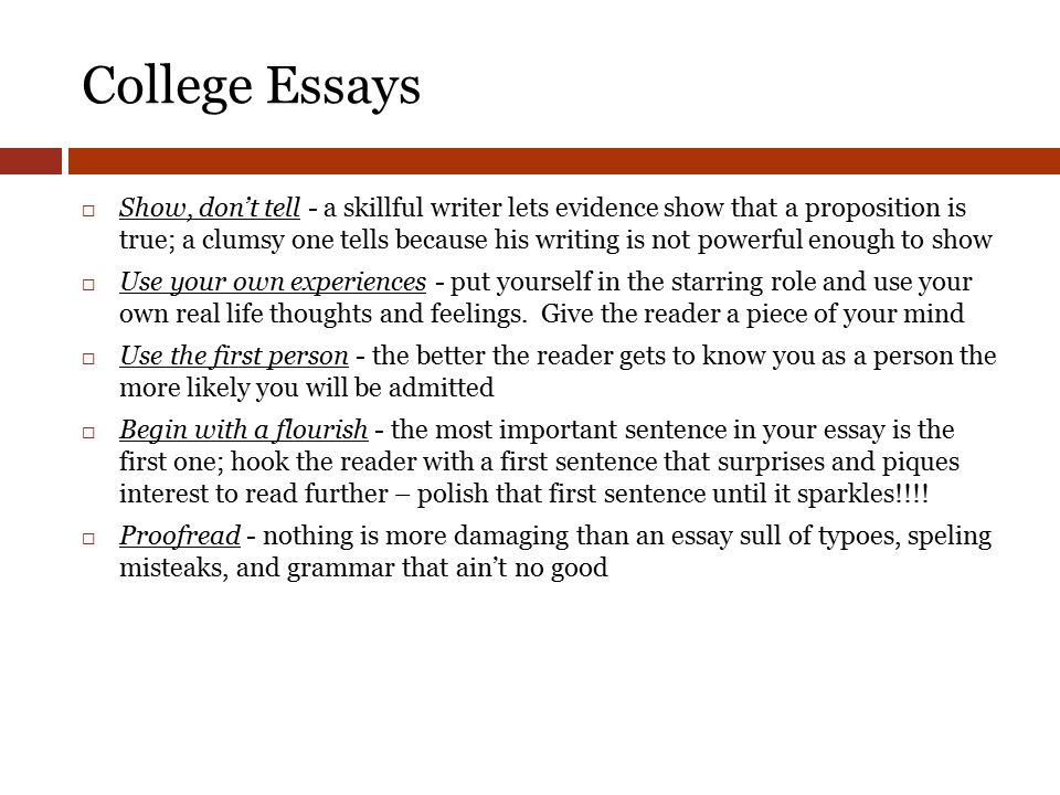 College essay evaluate experience